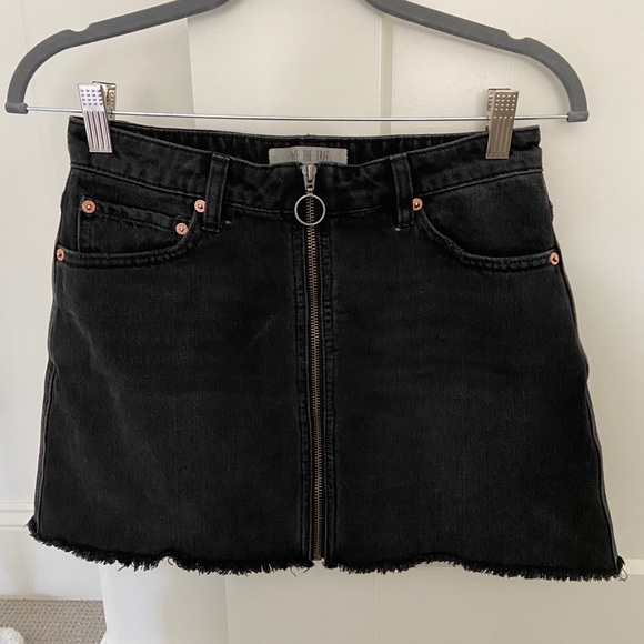 Free People Front Zip It Up Denim Mini Skirt - Picture 1 of 2